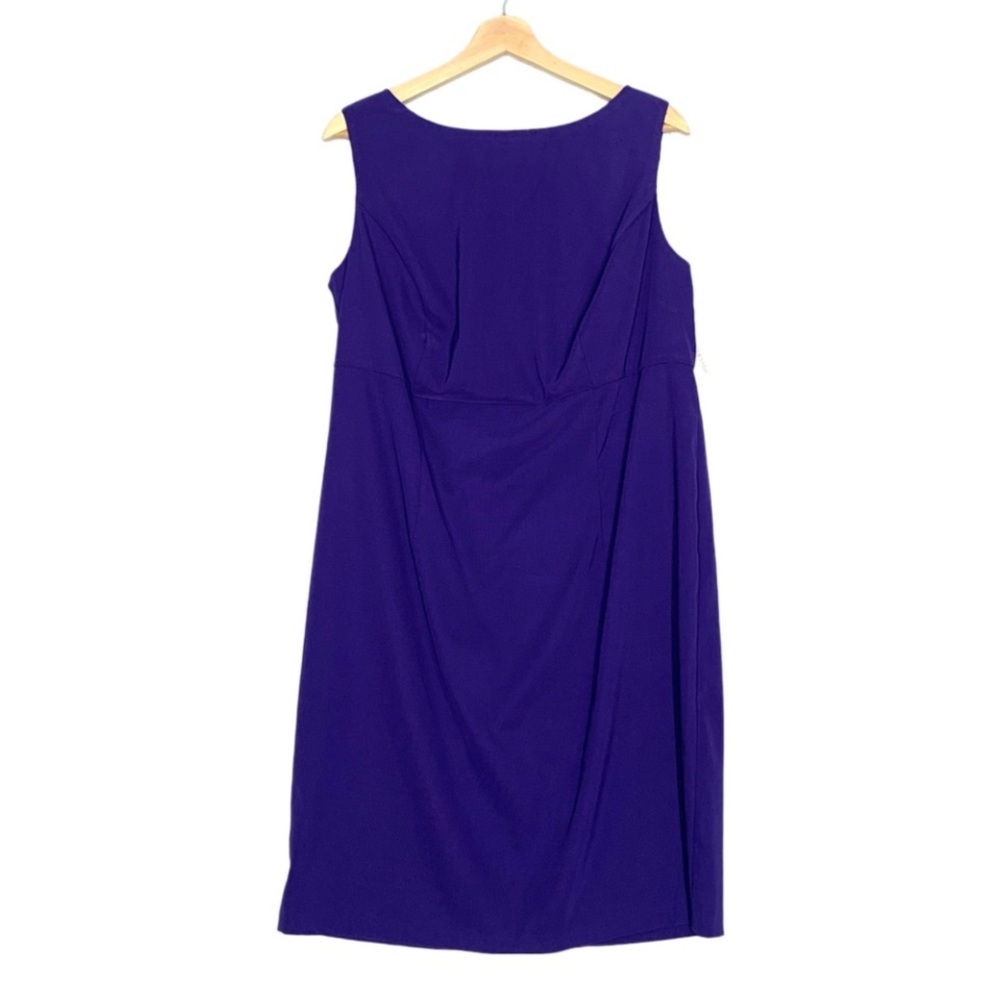 Dress Barn Purple Shift Dress Size 14W Sleeveless Round Neckline Midi Length NWT